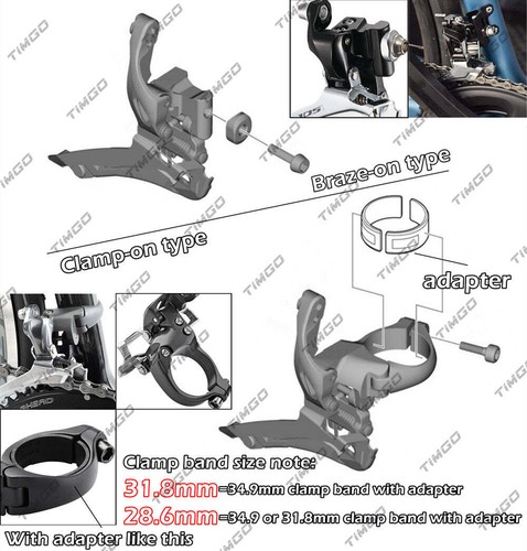 Shimano Tourney FD-TX50 3x7/8 Speed Triple Front Derailleur Top Swing Clamp-on - Picture 2 of 5