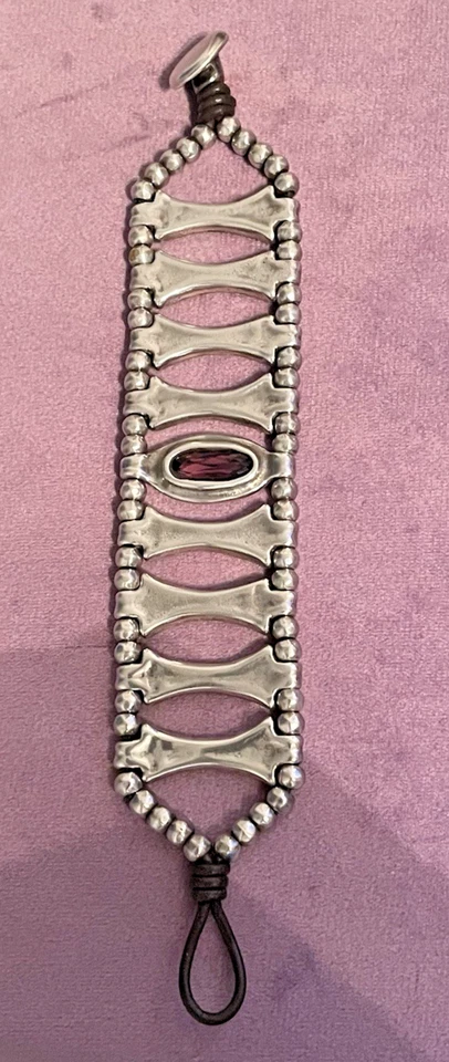Uno de 50 Bracelet Silver Purple Swarovski Crystal Chunky Modernist Bracelet Foto 2 de 4