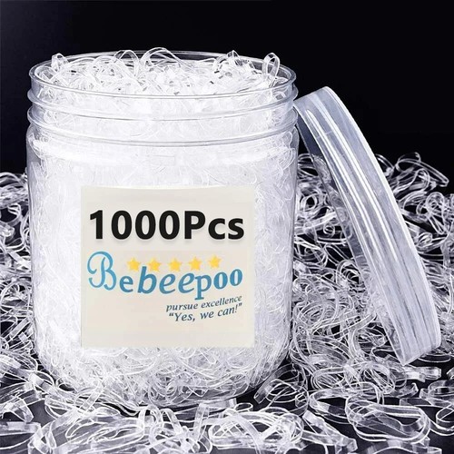 1000 pcs Clear Ponytail Ropes Elastic Rubber Bands for Women & Girls Hair Stylin