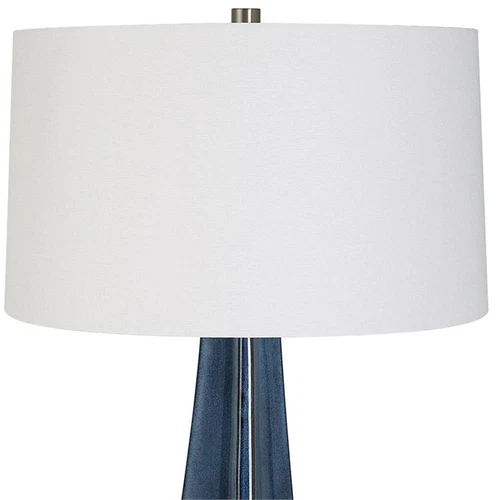 Uttermost Teramo 1-Light Ceramic & Fabric Table Lamp in White/Distressed Blue - Picture 5 of 7