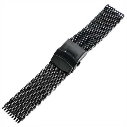 18/20/22/24mm Silver/Black/Gold Mesh Stainess Steel Watch Band Replacement Strap - Picture 6 of 14