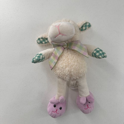 Pier 1 Imports Lamb Plush Sheep Pearl Plaid Accents Purple Feet Soft Easter b - Picture 9 of 10