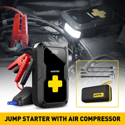AUXITO Mini Car Jump Starter Engine Battery Charger Power w/ Air Compressor