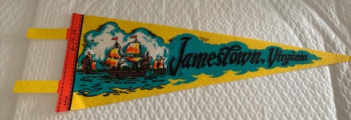 "Banderín de fieltro Jamestown Virginia 1986 vintage 14""" - Imagen 1 de 5