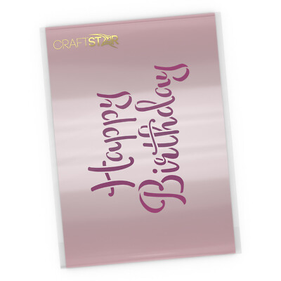 Happy Birthday Schablone - Karte, Torten- und Bastelvorlage - Kalligrafie Worte