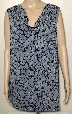 NWT GNW Women's Blouse Sleeveless Cowl Neck Scoop Gray and Black Shirt Size 2X