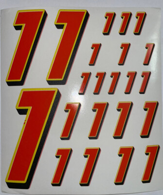 Orange w/ Black Shadow & Yellow Outline #1 s Racing Numbers  Rc Box L4