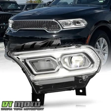 For 2021-2024 Dodge Durango Chrome w/Halogen Turn Signal LED Headlight - Driver