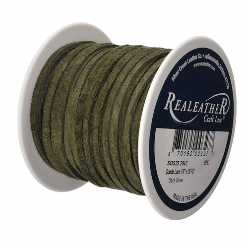 Suede Craft Lace Dark Olive 1/8" x 25 yds. Realeather Silver Creek - Picture 2 of 3