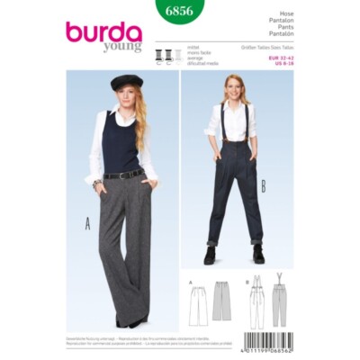 Burda Style Schnittmuster 6856 edle Damenhose mit oder ohne Hosenträger