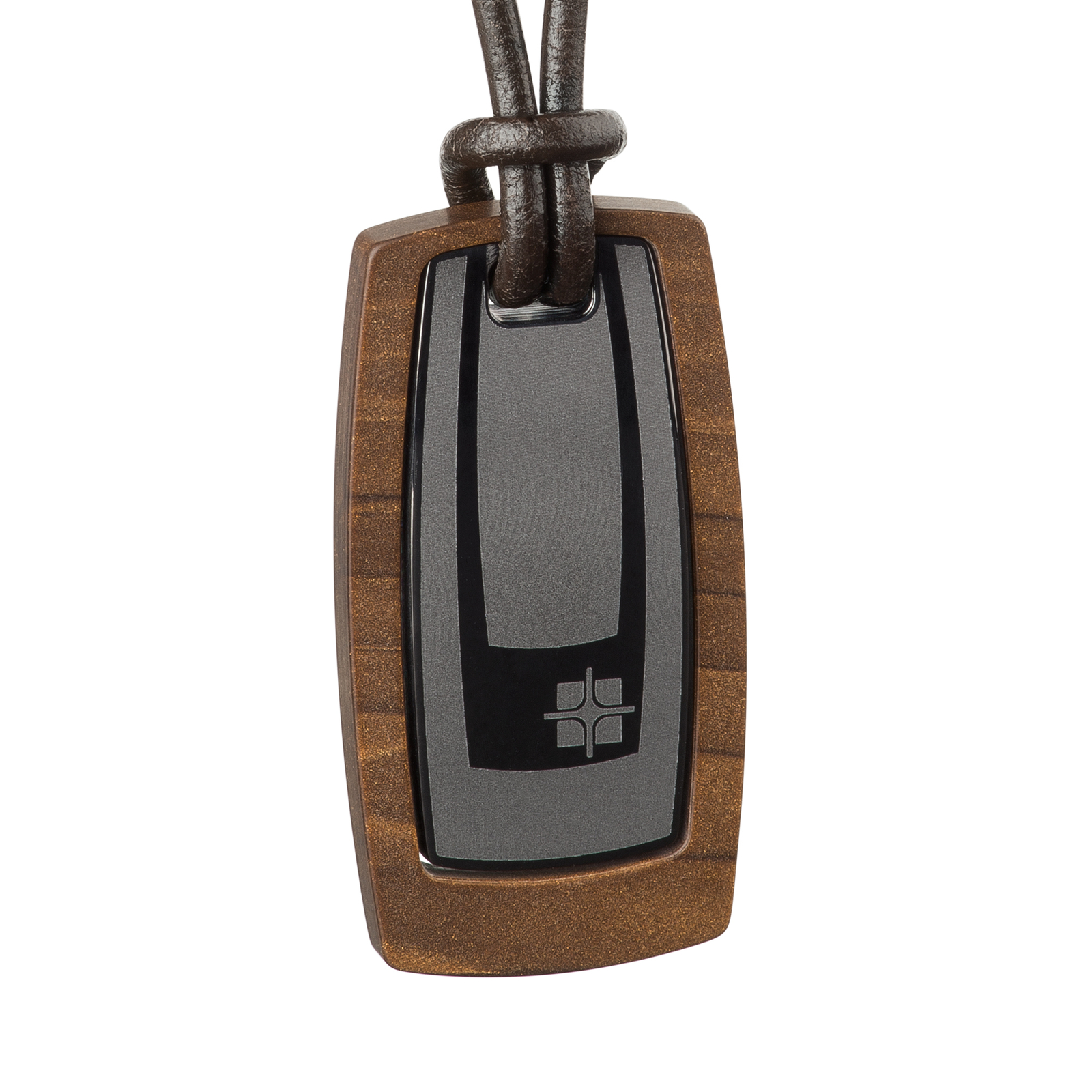 Stainless Steel Ernstes Pendant Necklace K617.B with Leather & External Ring-image