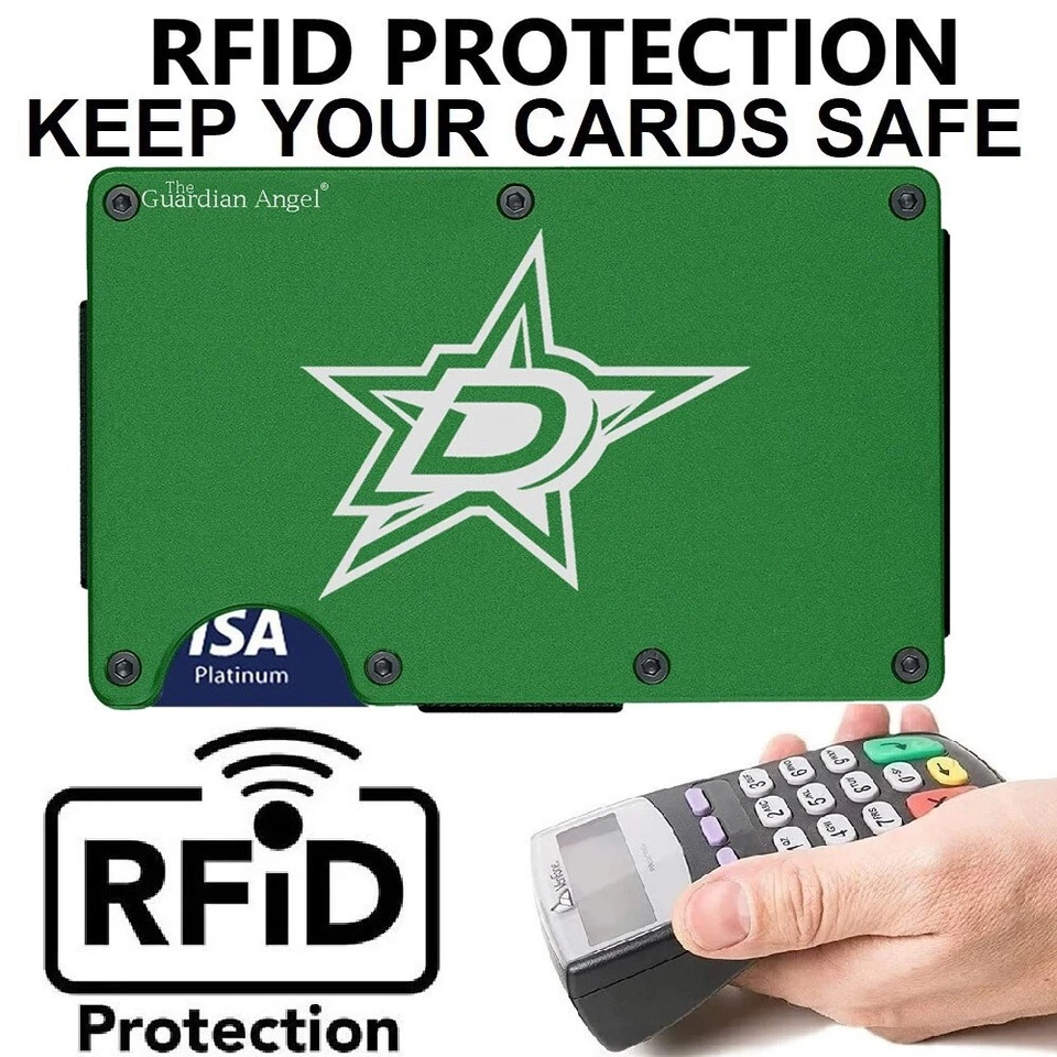Dallas Stars Guardian Angel Titanio Fibra de Carbono RFID Bloqueo Billetera D7 Foto 2 de 4