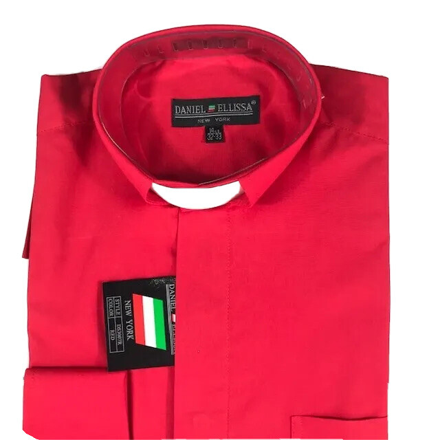DANIEL ELLISSA CLERGY SHIRT WITH WHITE TAP BAND DS3007R RED