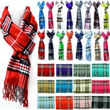 For Womens Mens Winter 100% Cashmere Plaid Scarf Scotland Made Scarves Wool Wrap