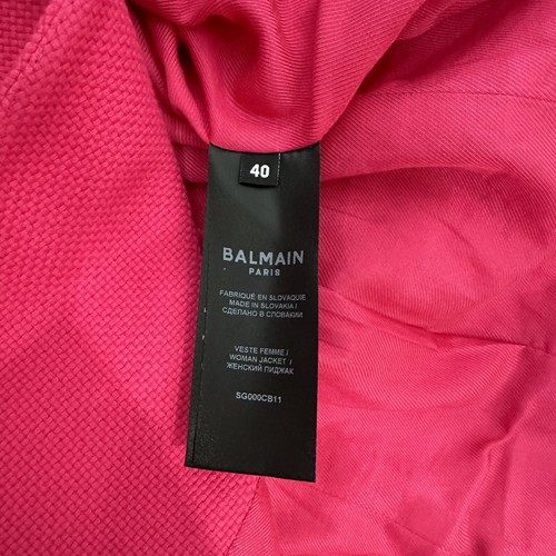 $2,695 Balmain Hot Pink Cotton Pique Double Breasted Blazer Size FR 40/US 8 - Picture 12 of 13