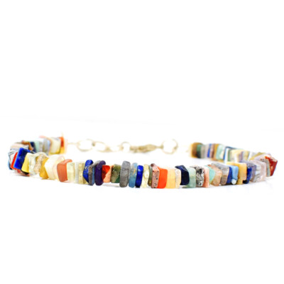 51 kt Erde abgebaut 7 Zoll lang Mix Edelstein Heishi Perlen Armband Schmuck JK-50E277