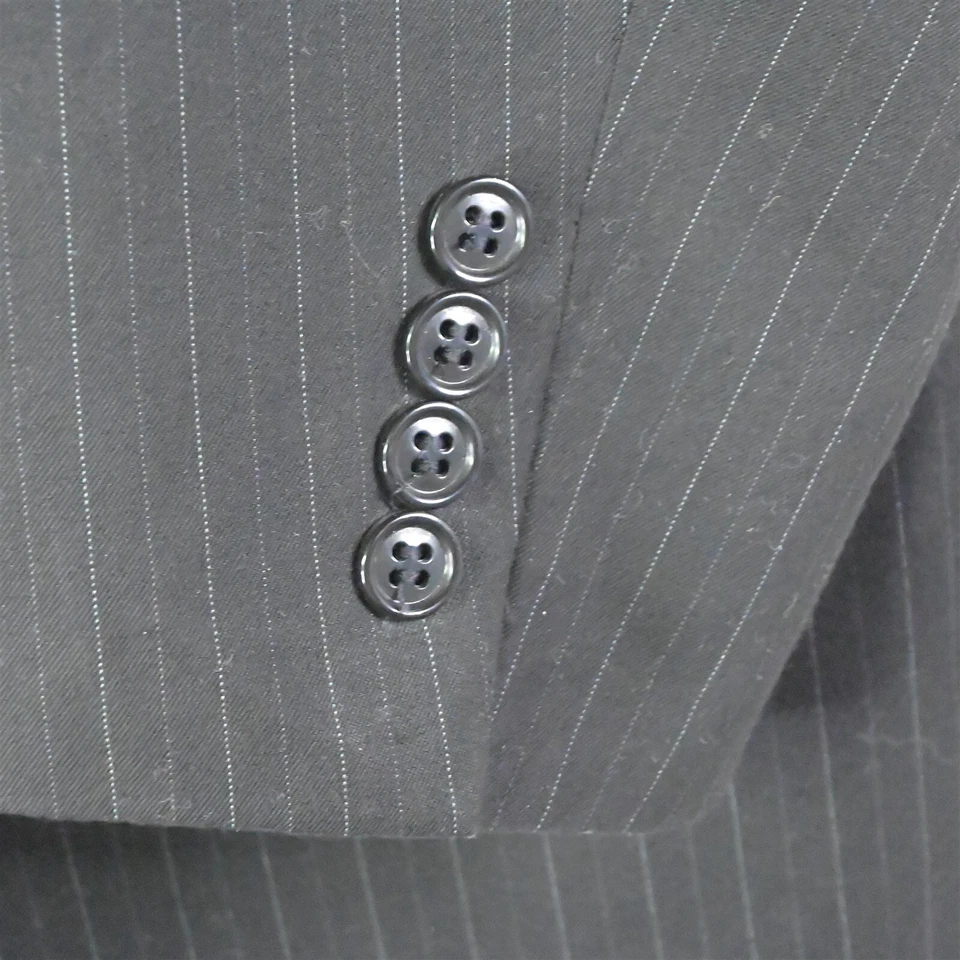 Blazer Traje Abrigo Deportivo Chaqueta Sean John 44L Negro Rayas Pico Solapa 2Btn Foto 4 de 4