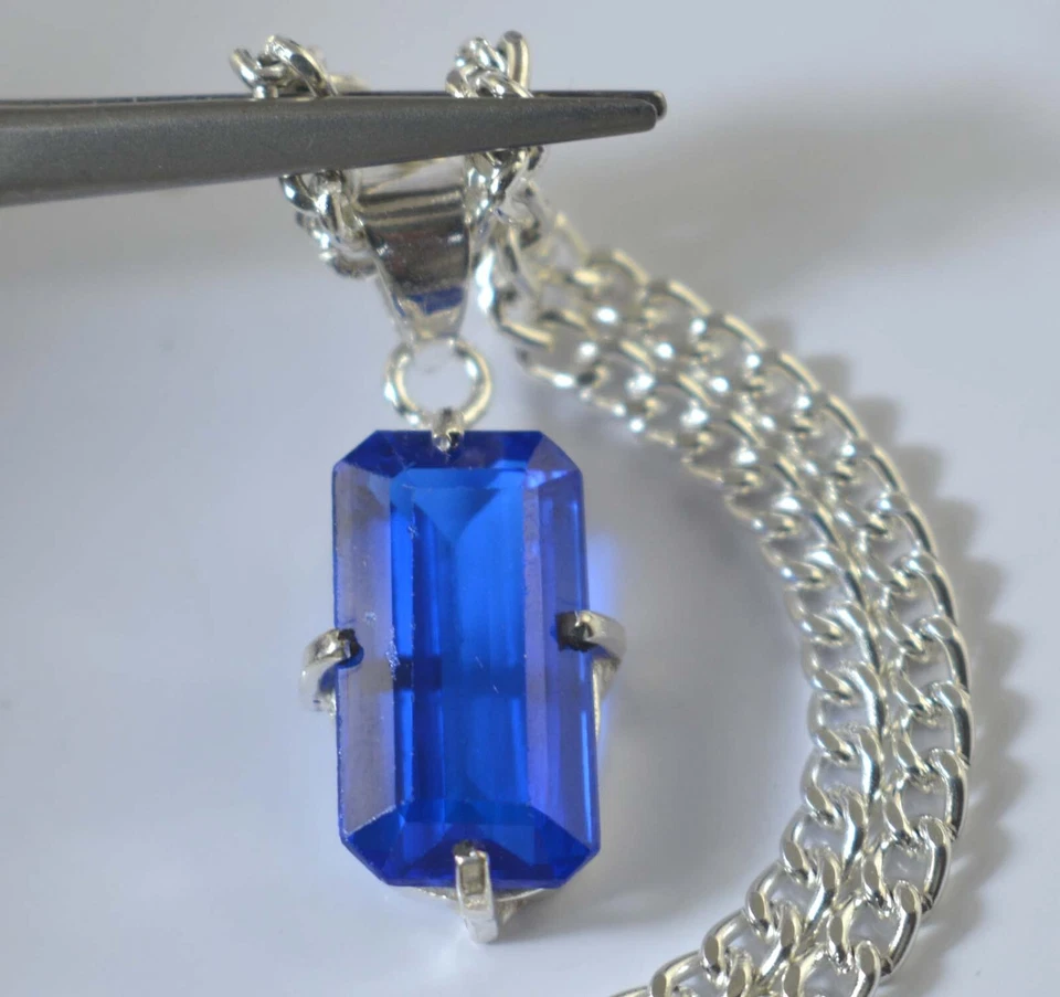 Colgante certificado piedras preciosas talla esmeralda 12,10 quilates tanzanita azul natural de Tanzania Foto 3 de 4