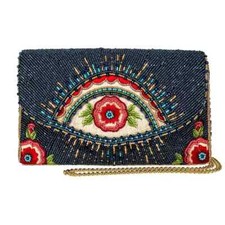 Mary Frances Mystic Magnetic Beaded Bag Floral Handbag Red Navy Blue Purse NEW