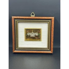 Buckingham Palace 23 Kt Gold Leaf Art Painting Reproduction Miniature Vintage
