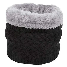 Women Winter Neck Warmer Gaiter Double-Layer Soft Fleece Lined Thick Knit Black