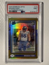 Braden Fiske 2024 Donruss Optic Rookie Auto Gold Prizm 07/10 PSA 9 Mint Rams