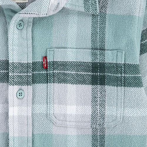 New Levi's Big Boys Hooded Long Sleeve Flannel Shirt Aquafier M (10/12) - Picture 5 of 6