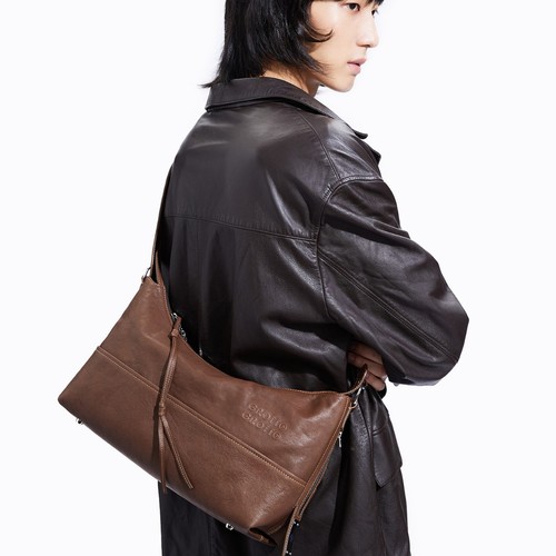 GROTTO Ark Hobo Cowhide Shoulder Bag Large Capacity, Casual Tote Bag - Picture 3 of 20