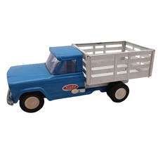VTG Tonka Blue Stake Truck Pressed Steel Toy 1960s Farm Pickup USA Blue White