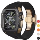 Luxury Titanium Rugged Case Rubber Band For Apple Watch Ultra 3/2/1 49mm Mod Kit