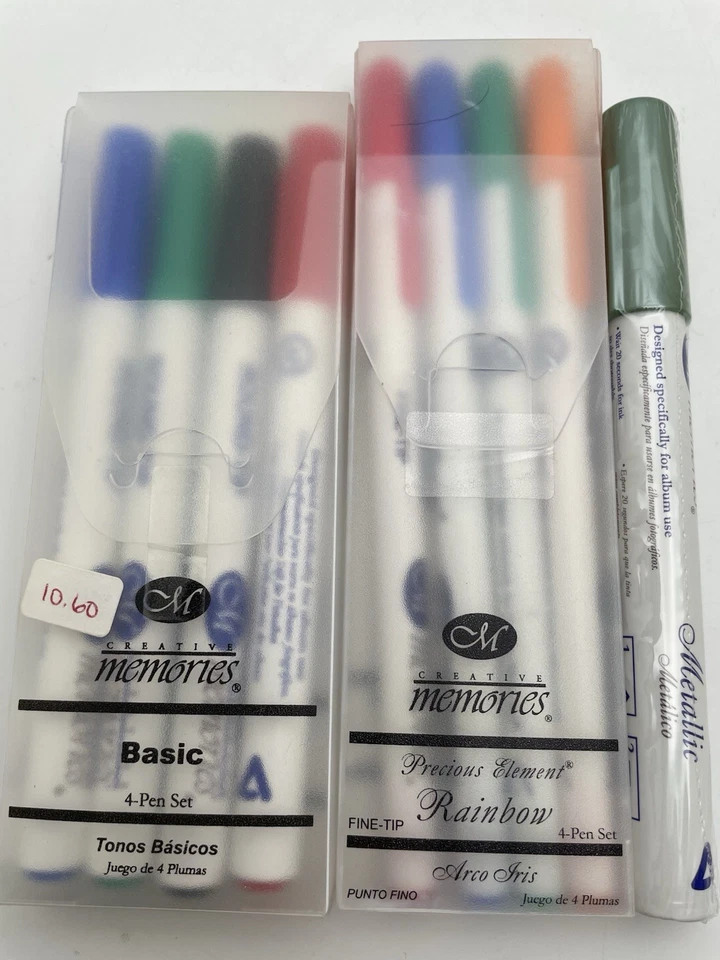 Juego de bolígrafos Creative Memories punta redonda y fina y punta fina arco iris lote Foto 2 de 4