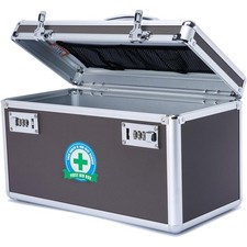 Lockable Medication Box - Childproof Organizer with 4 Compartments, Coffee Large