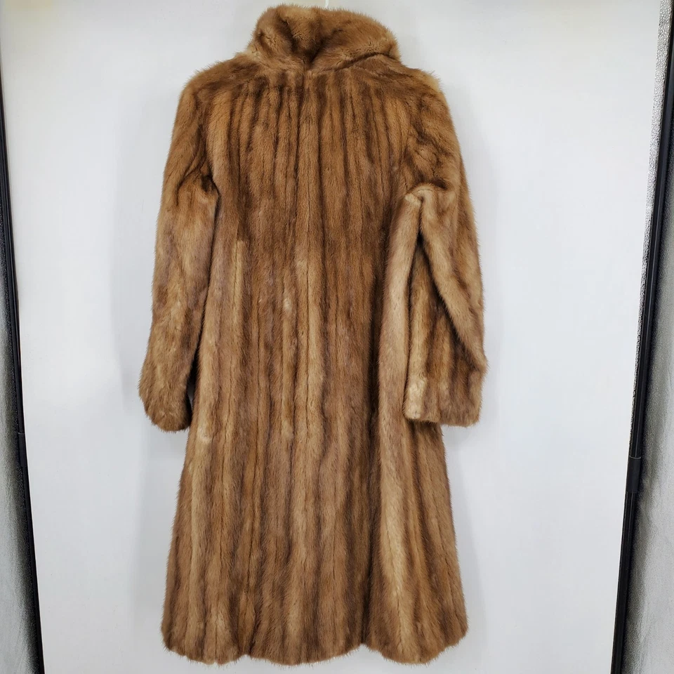 Vintage Carl W Herrmann Brown Mink Fur Mob Wife Long Winter Trench Jacket Coat - Image 2 of 4