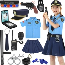 Luucio Police Costume for Girls, Police Officer Costume for Kids with Accessorie