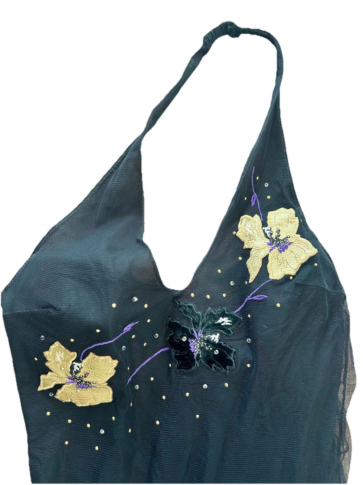 Abito da cocktail da sera vintage Versace Couture nero in rete con scollo a rete 28 42 UK 6