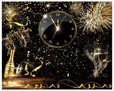 Happy New Year Backdrop 7x5 Ft Black Gold Countdown Eve Party Background