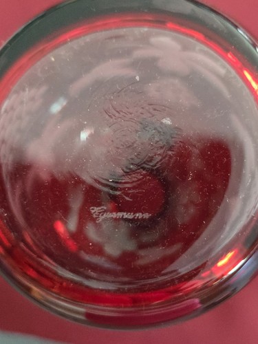 Egermann Cranberry Grapes & Vines Decanter With Egermann Sticker and Signature - Picture 9 of 9
