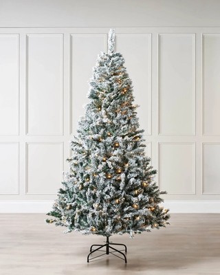 7ft Pre-Lit Weihnachtsbaum Schnee beflockt gemischt Kiefer buschig Baum festliche Dekoration