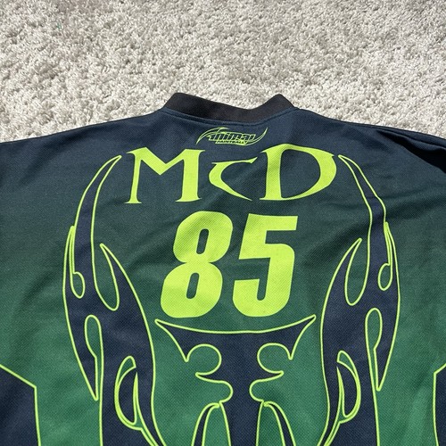 Animal Paintball Jersey Mens XL Green Flames Loose Made USA 90s Y2k Vtg Mesh - Picture 8 of 8