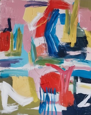 XL Leinwandbilder Abstrakt Verspielt Naive 04 Bunte Farben 80x100 cm Modern Art
