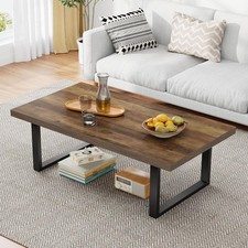 Rustic Oak Coffee Table 120cm Industrial Wood Metal Centre Table Living Room