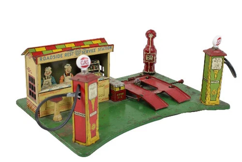 1930's Pressed Steel Marx Roadside Service Station