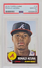 2018 Topps Living RONALD ACUNA JR RC Rookie Baseball Card  PSA 10 GEM MINT. rookie card picture