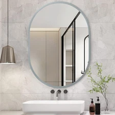 Oval Wall Mirror with Metal Frame Oval Mirrors for Wall 16"x20" Small Hanging...