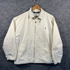 VTG Polo Ralph Lauren Harrington Jacket Mens XL Cream Full Zip Bomber Jacket