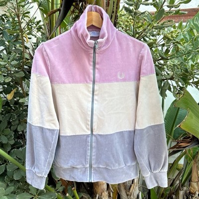 Vintage 80s Fred Perry Velour Track Jacket Colorblock Zip Up S