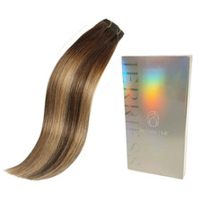 Sew in Double Drawn Weft Extensions Human Hair 16" 100g Balayage Brown