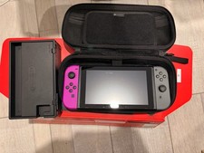 Nintendo Switch Console Purple Black Joy-Cons Original Box w/ Mumba Hard Case