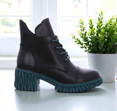 2GO extravagante edle Echt Leder Stiefelette Gr.39 Schwarz-Petrol Bequem 110,- 