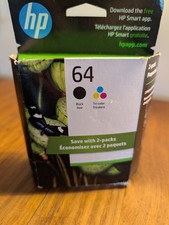 Genuine HP 64 Black  Tri-Color Ink Cartridge - New Exp Feb. 2027 Open Box